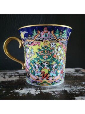 Vtg Bjorn Wiinblad Rosenthal Studio-Line Christmas Mug 1998 O Tannenbaum